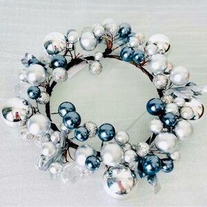 Abbott Collection Beaded Pillar Candle Ring, Silver